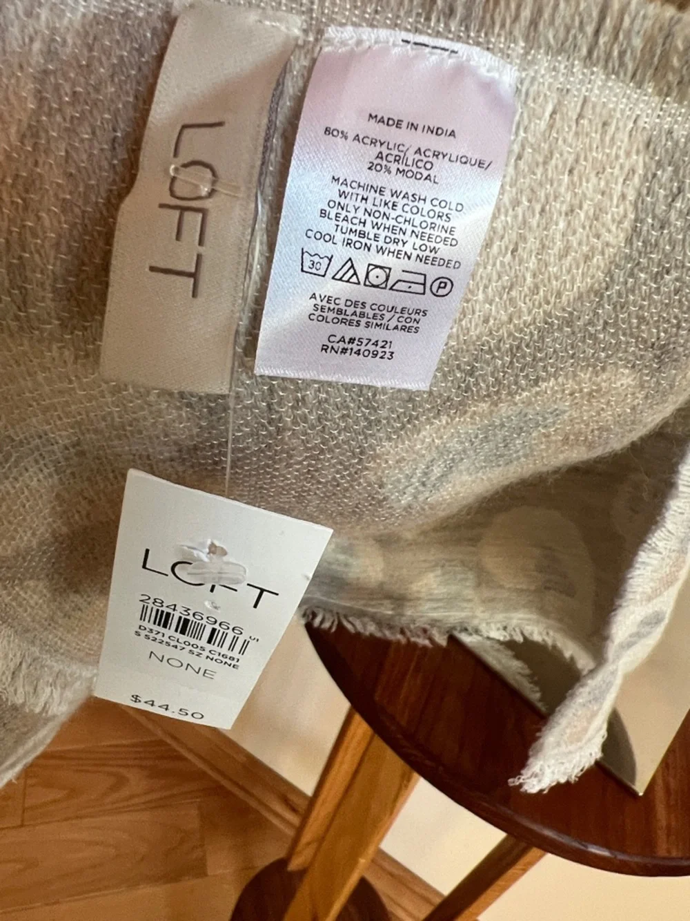 LOFT Neutral Leopard Print Oversized wrap- Cream and Gray